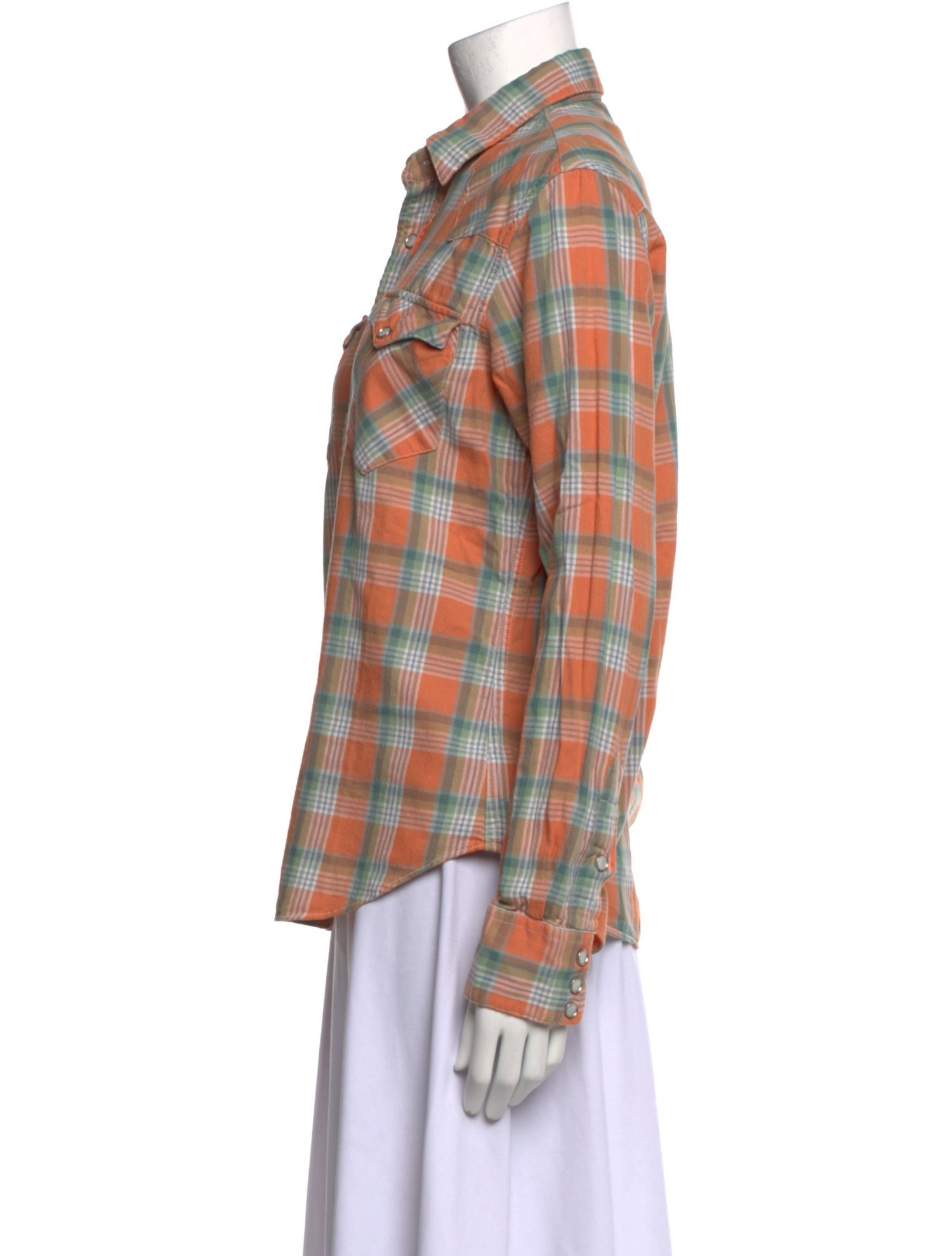 RRL & Co. Plaid Print Long Sleeve Button-Up Top