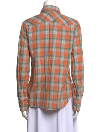 RRL & Co. Plaid Print Long Sleeve Button-Up Top