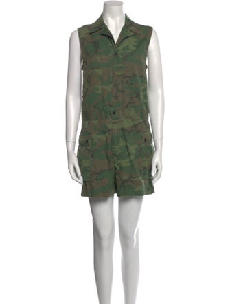 RRL & Co. Camouflage Print V-Neck Romper