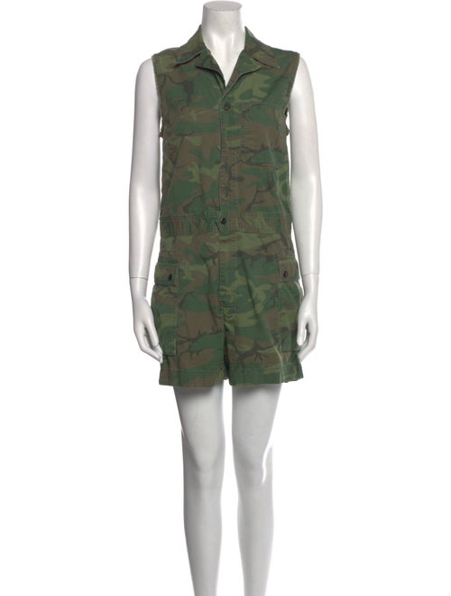 RRL & Co. Camouflage Print V-Neck Romper