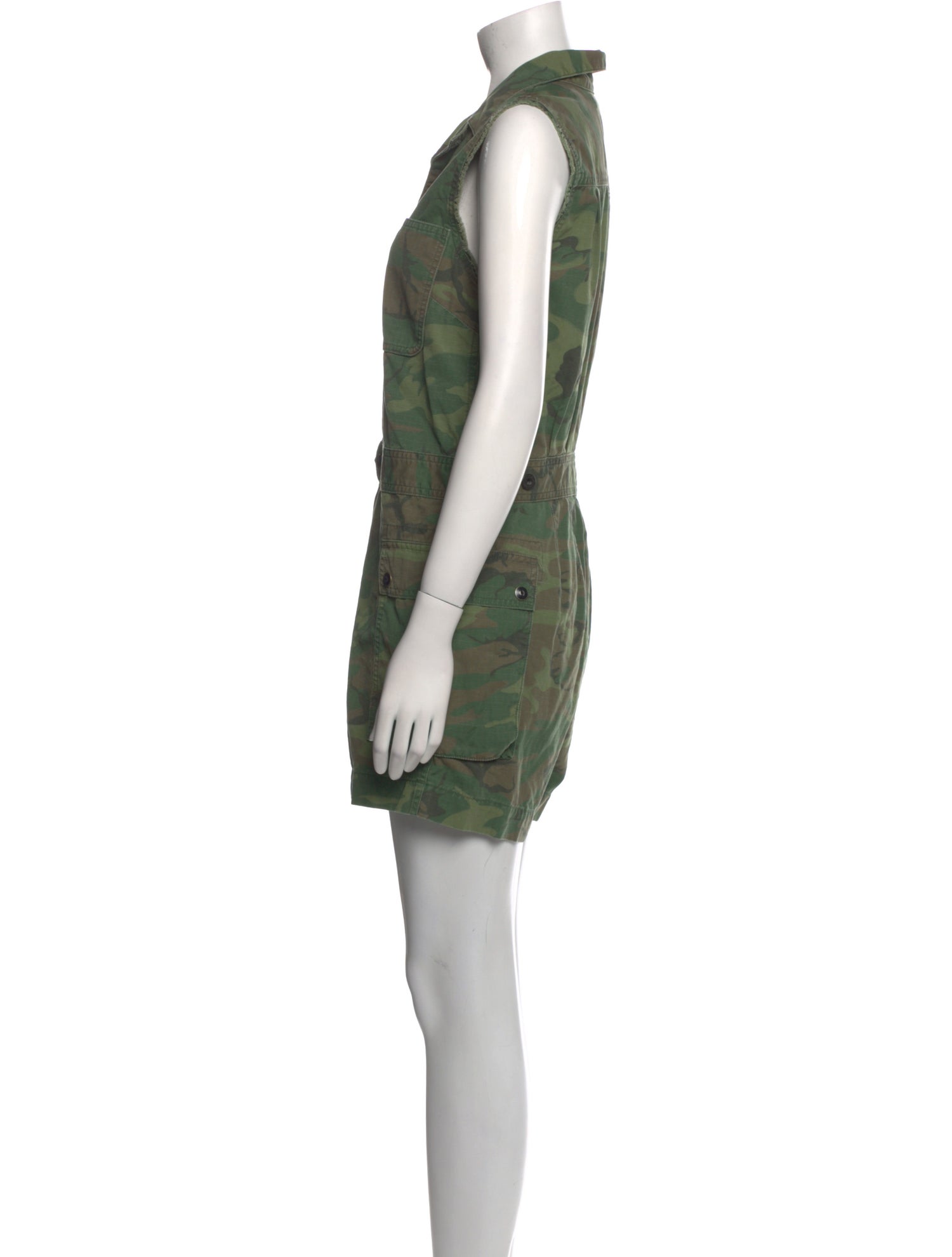 RRL & Co. Camouflage Print V-Neck Romper