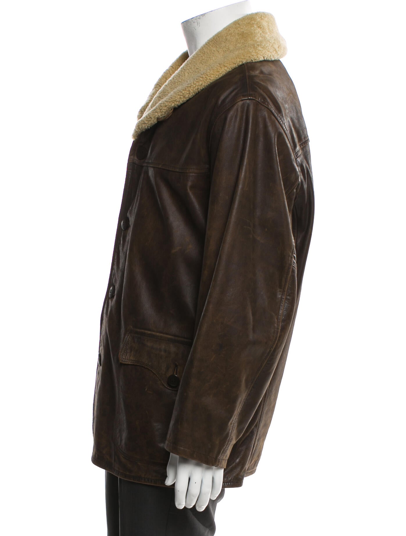 RRL & Co. Leather Colorblock Pattern Jacket