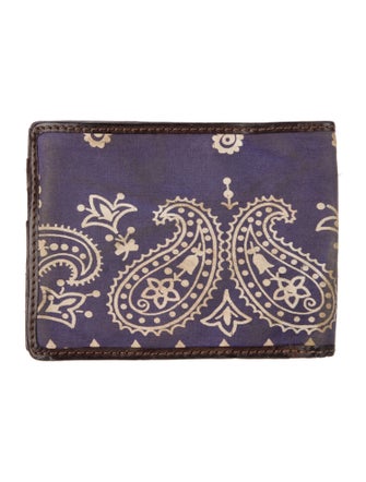 RRL & Co. Leather Paisley Print Bifold Wallet