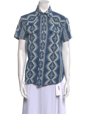 RRL & Co. Printed Short Sleeve Button-Up Top