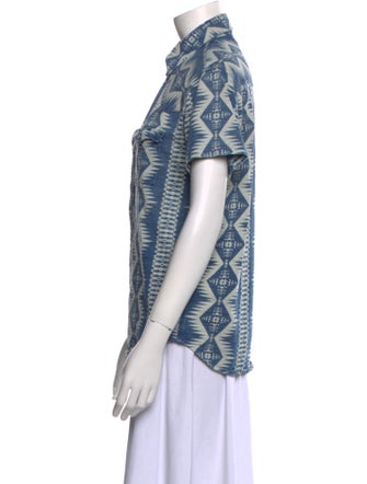 RRL & Co. Printed Short Sleeve Button-Up Top