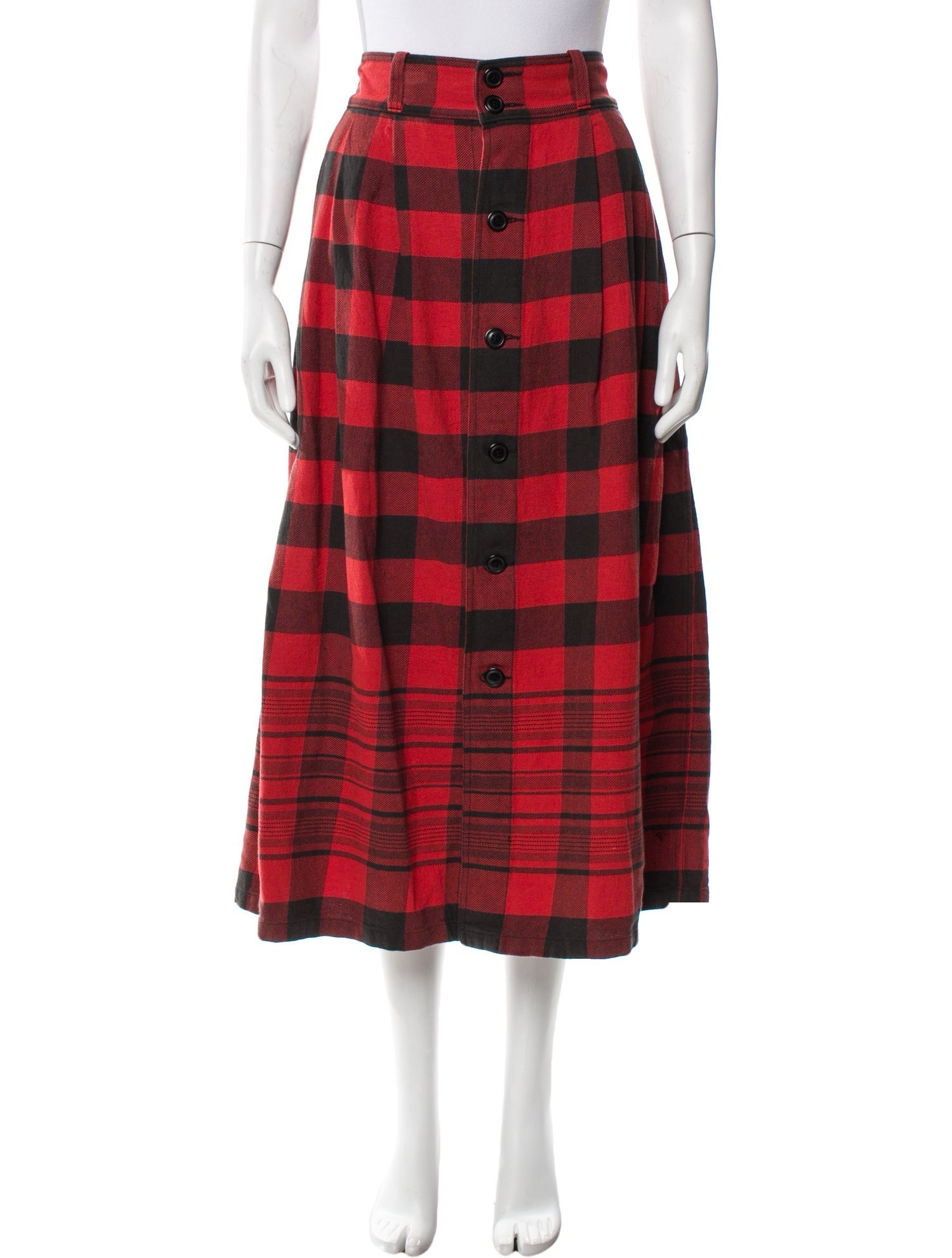 RRL & Co. Plaid Print Midi Length Skirt