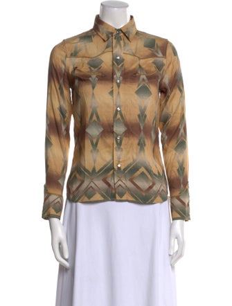 RRL & Co. Printed Long Sleeve Button-Up Top