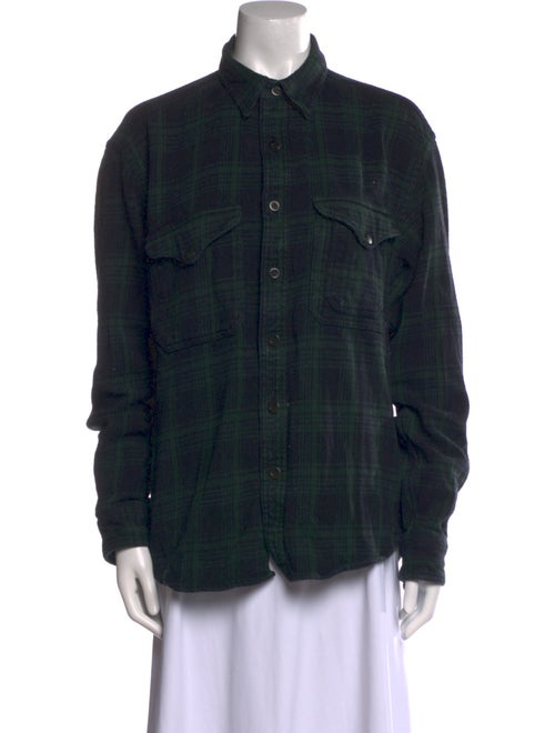 RRL & Co. Plaid Print Mock Neck Sweater
