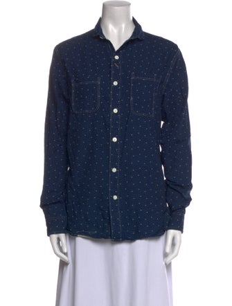 RRL & Co. Polka Dot Print Long Sleeve Button-Up Top