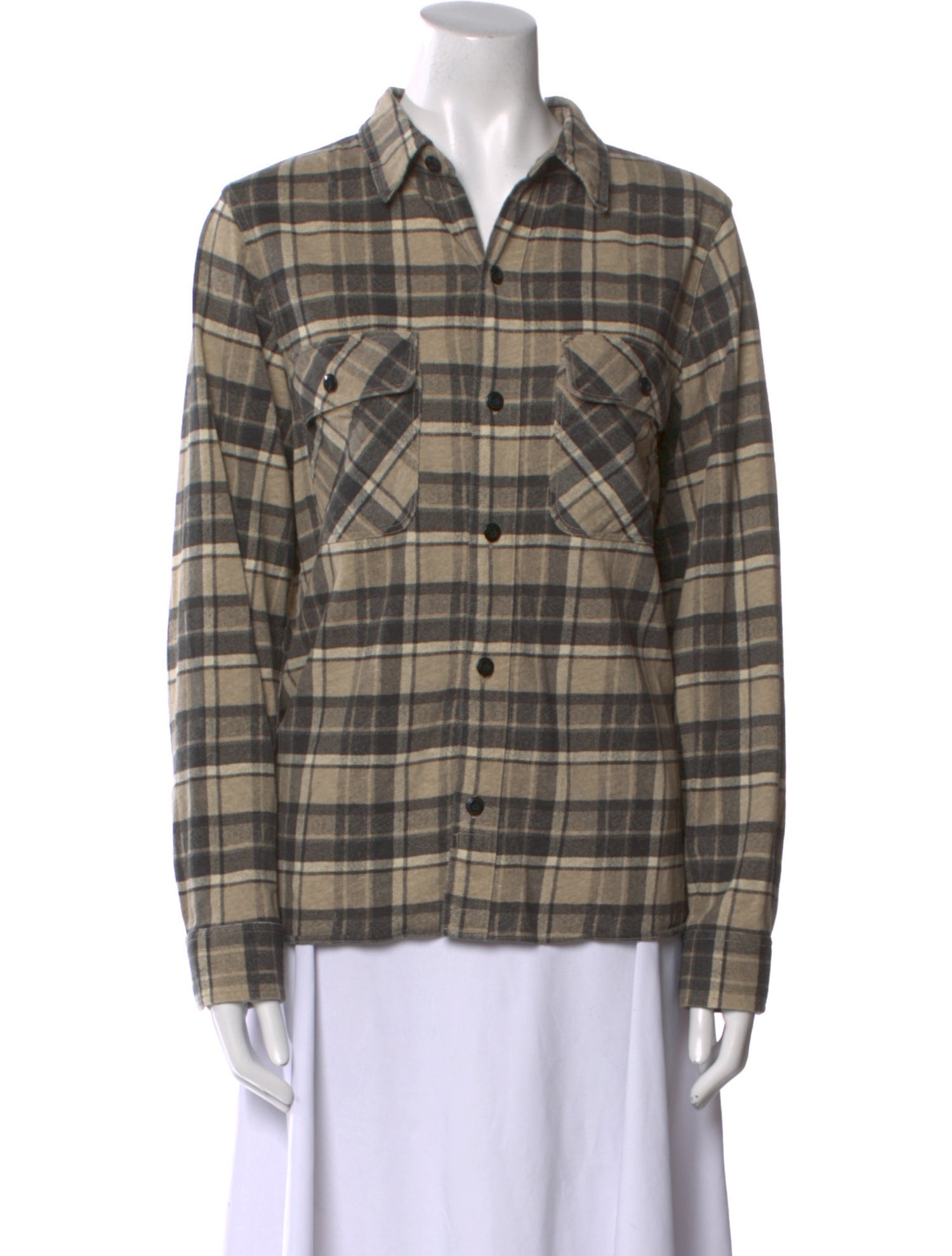 RRL & Co. Plaid Print Long Sleeve Button-Up Top