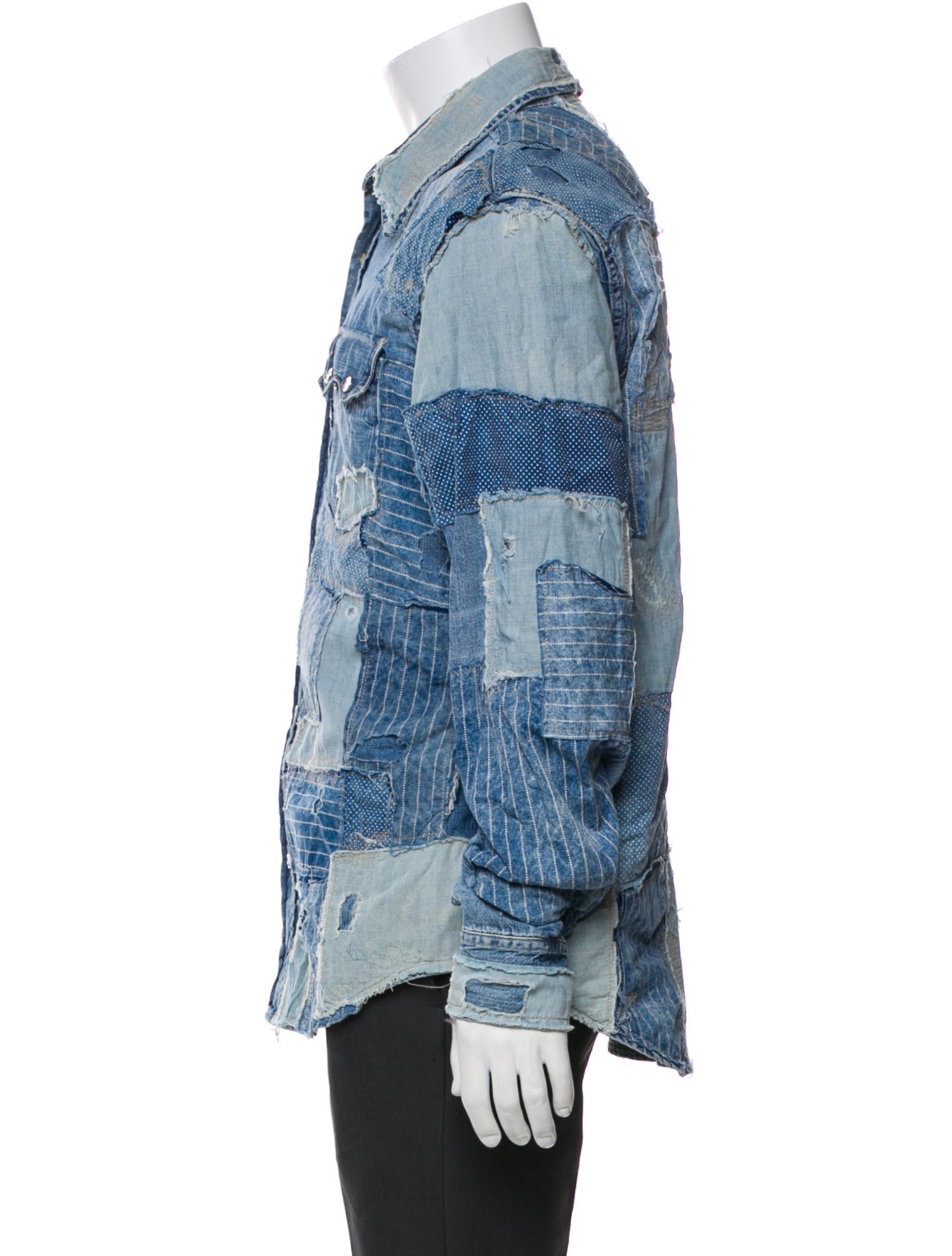 RRL & Co. Patterned Long Sleeve Denim Shirt