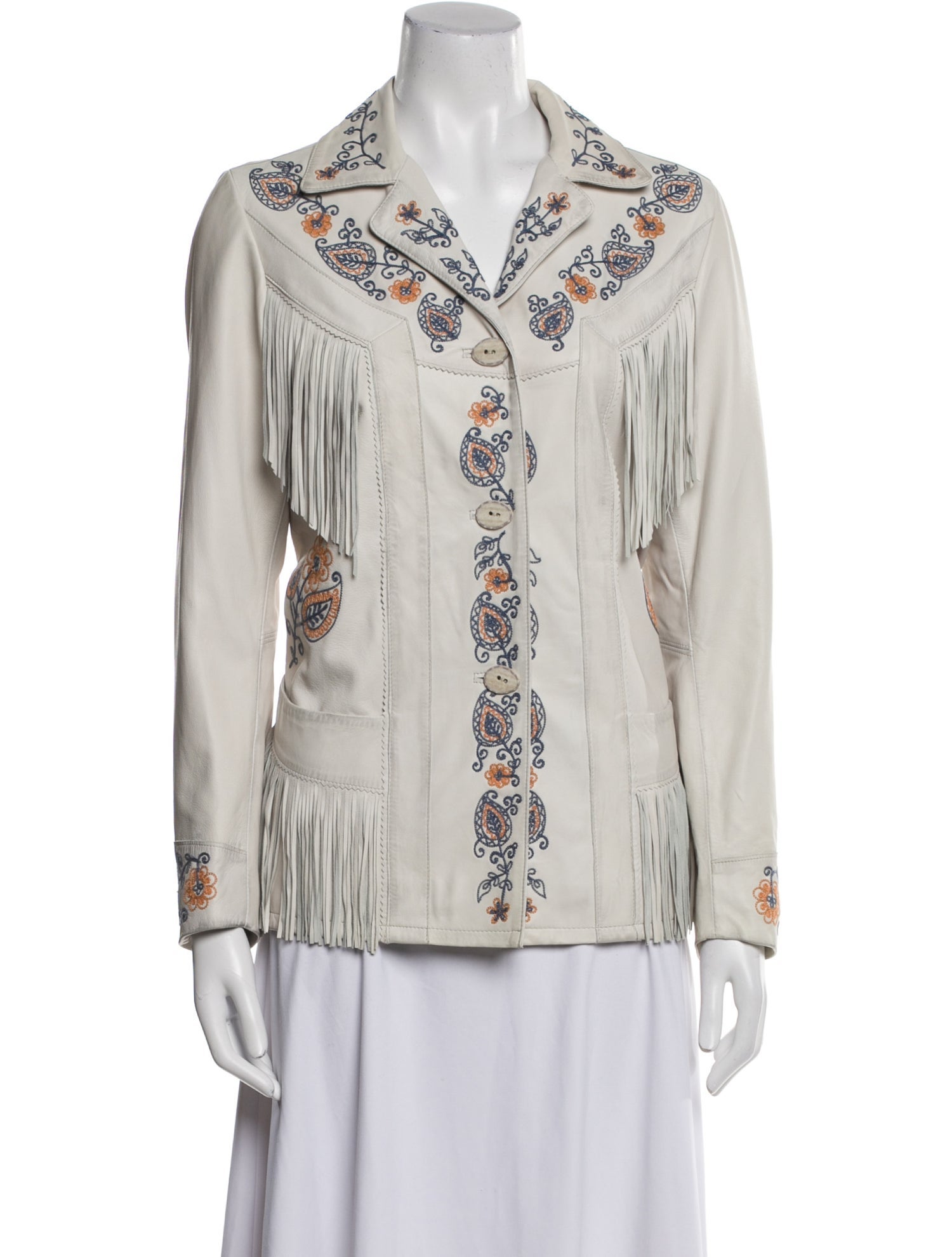 RRL & Co. Leather Graphic Print Blazer