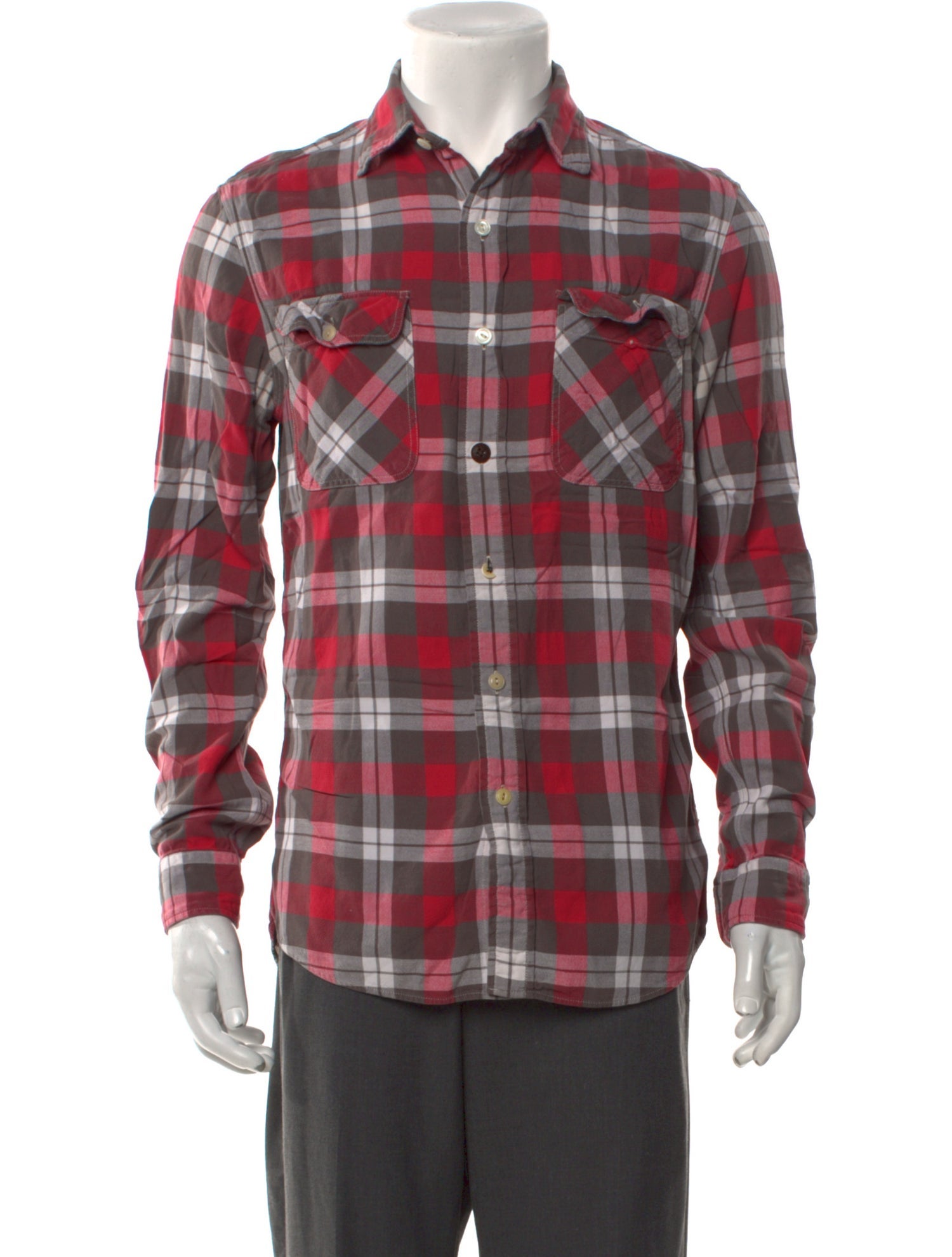 RRL & Co. Plaid Print Long Sleeve Western Shirt