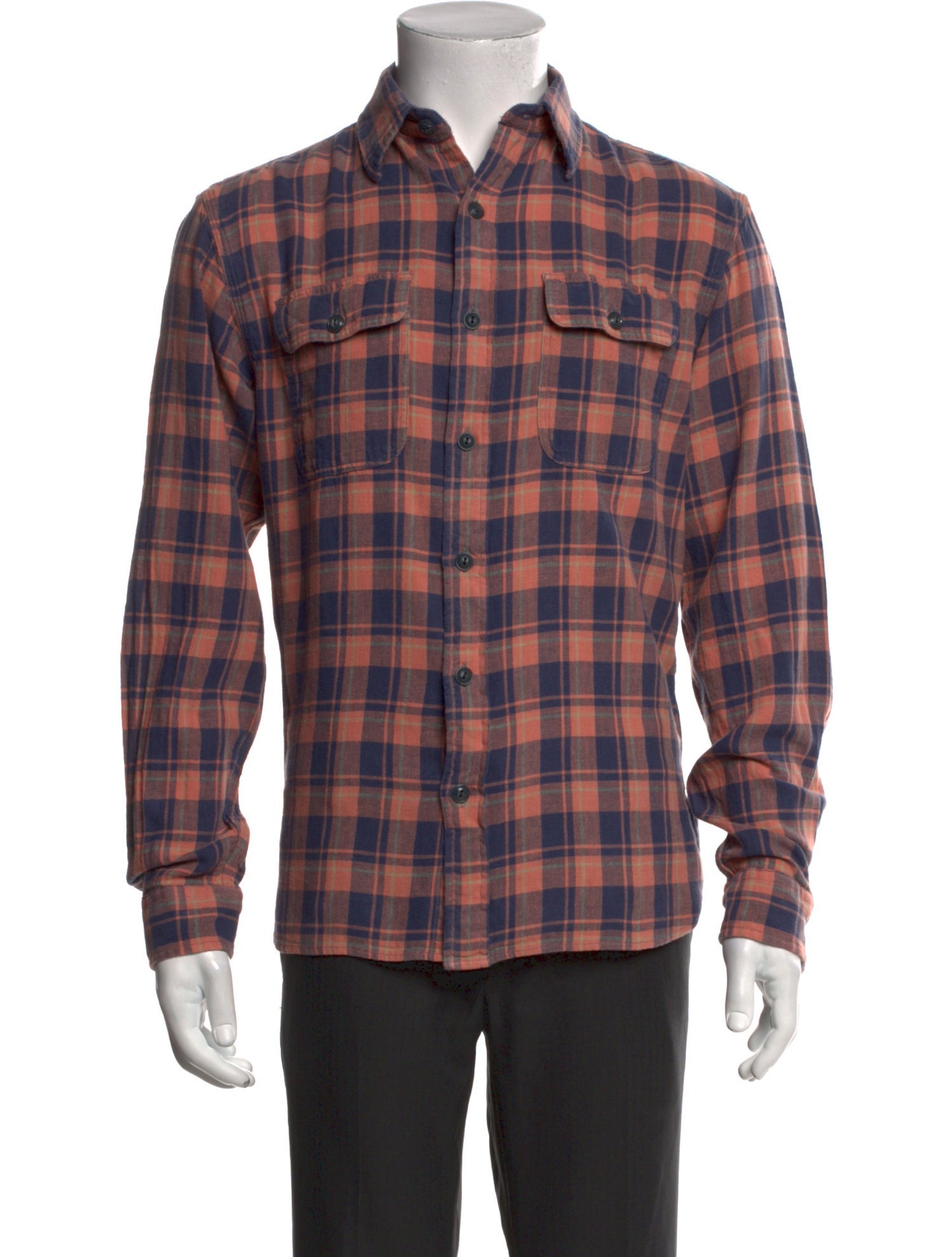 RRL & Co. Plaid Print Long Sleeve Western Shirt