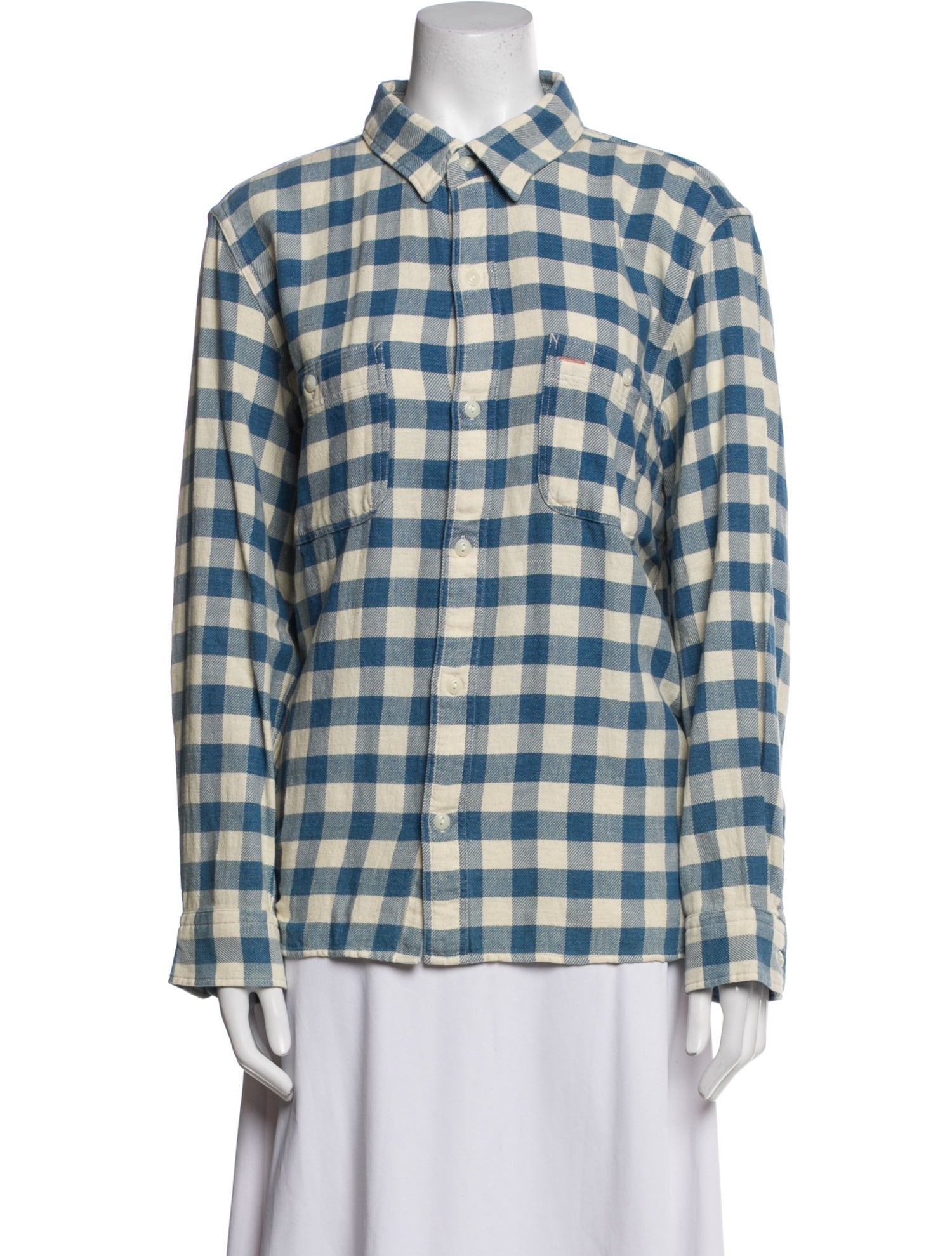 RRL & Co. Plaid Print Long Sleeve Button-Up Top