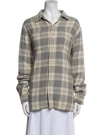 RRL & Co. Plaid Print Long Sleeve Button-Up Top