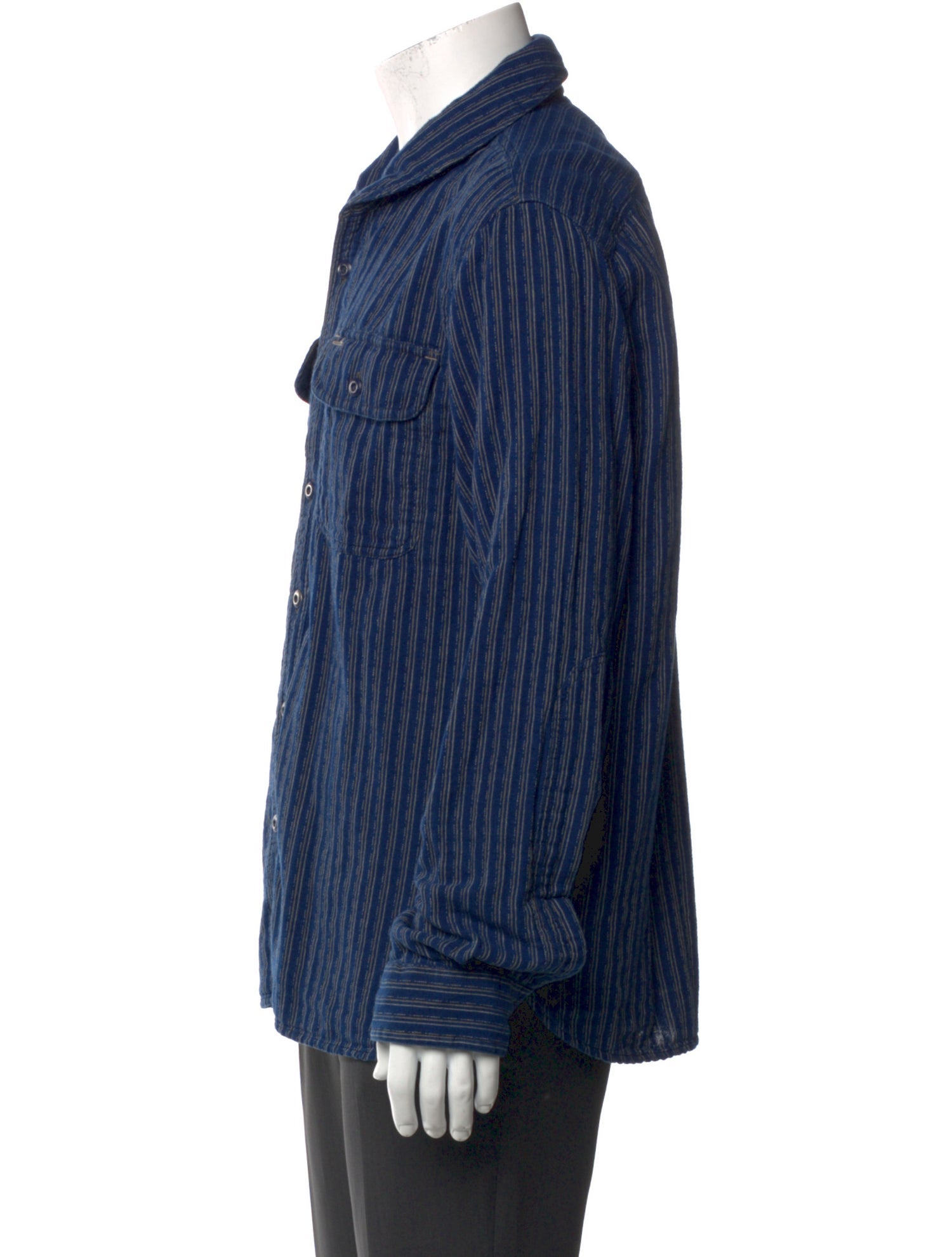 RRL & Co. Striped Long Sleeve Denim Shirt