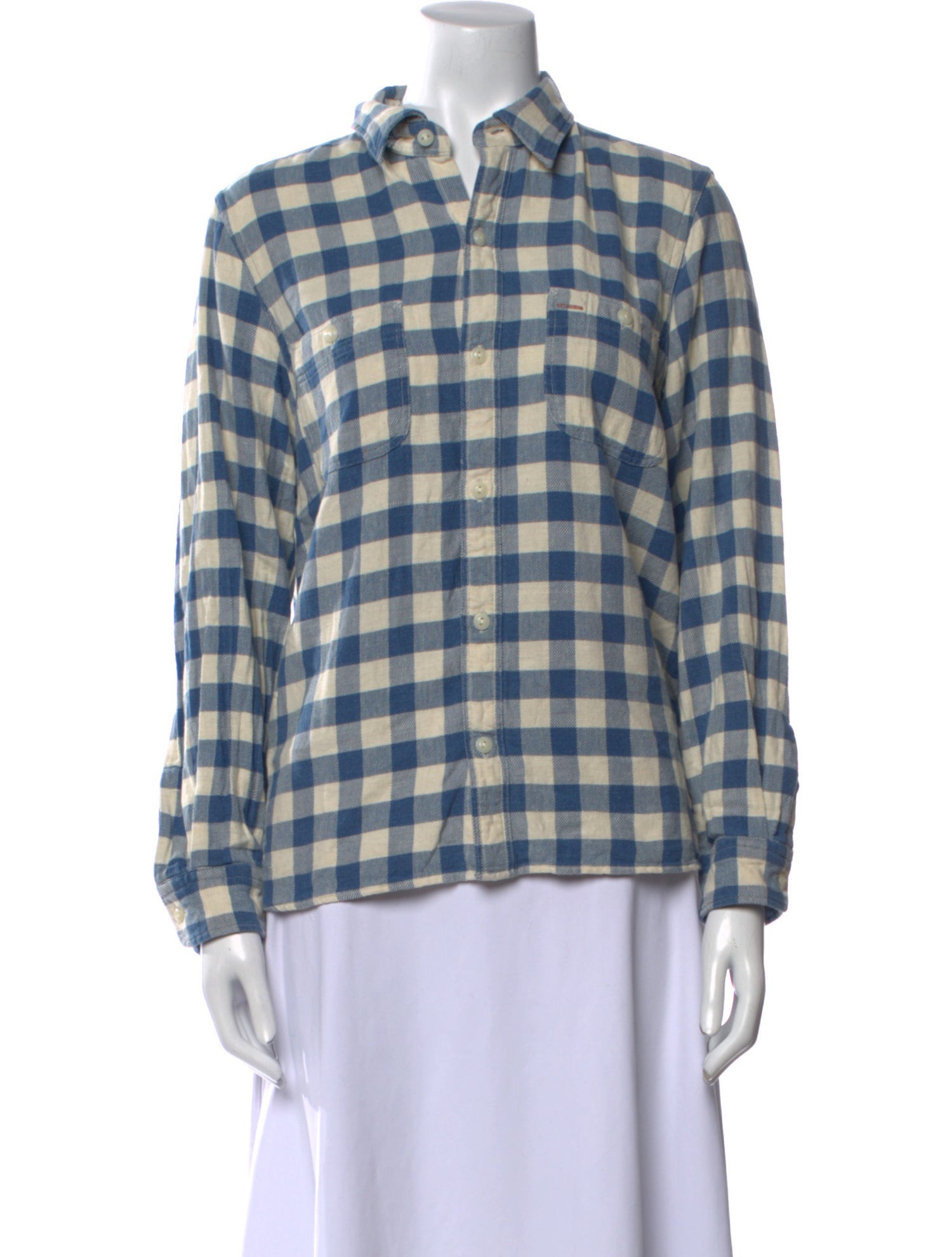 RRL & Co. Plaid Print Long Sleeve Button-Up Top