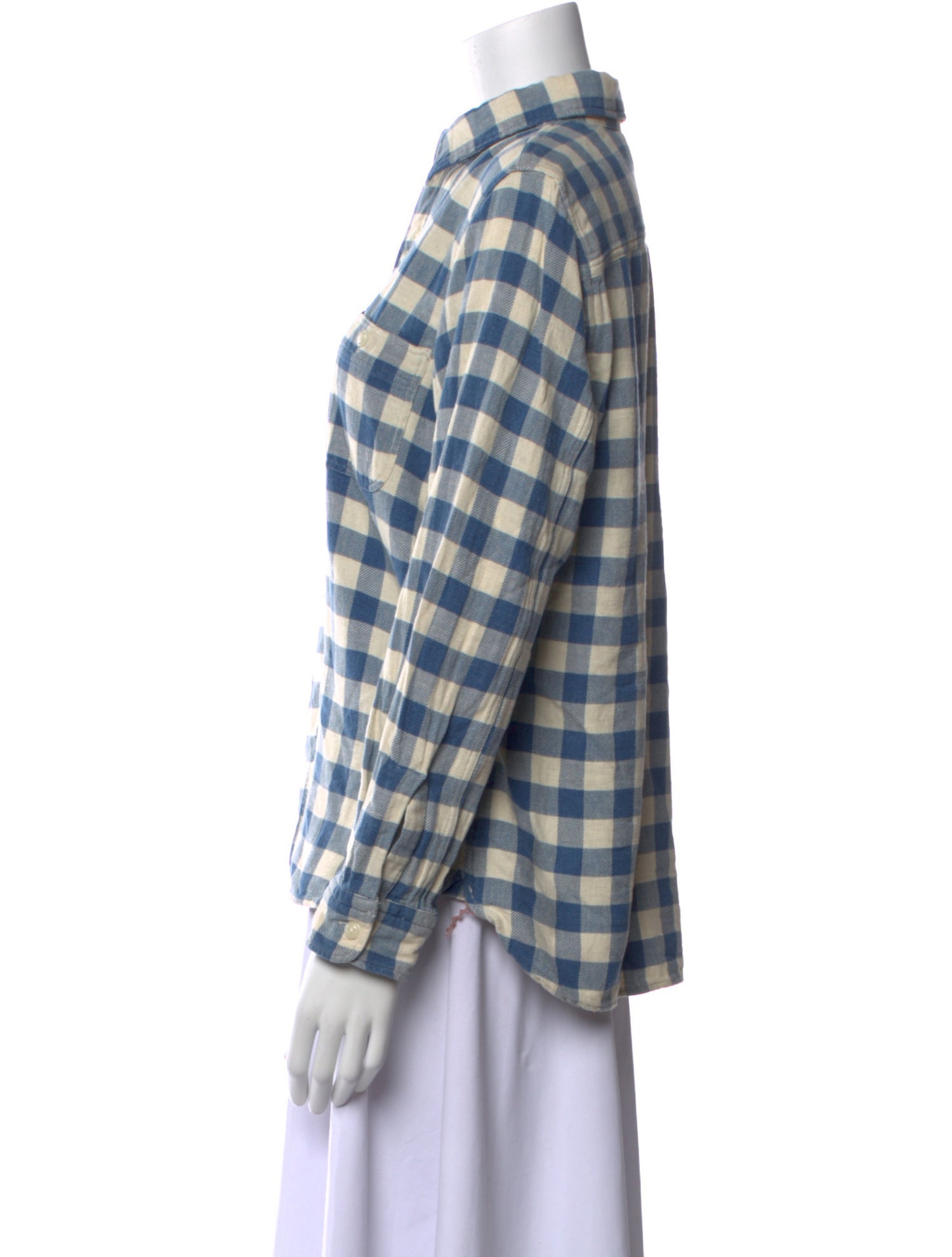 RRL & Co. Plaid Print Long Sleeve Button-Up Top