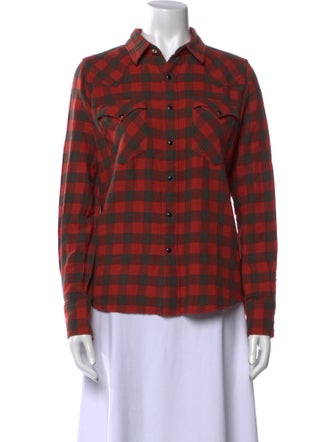 RRL & Co. Plaid Print Long Sleeve Button-Up Top