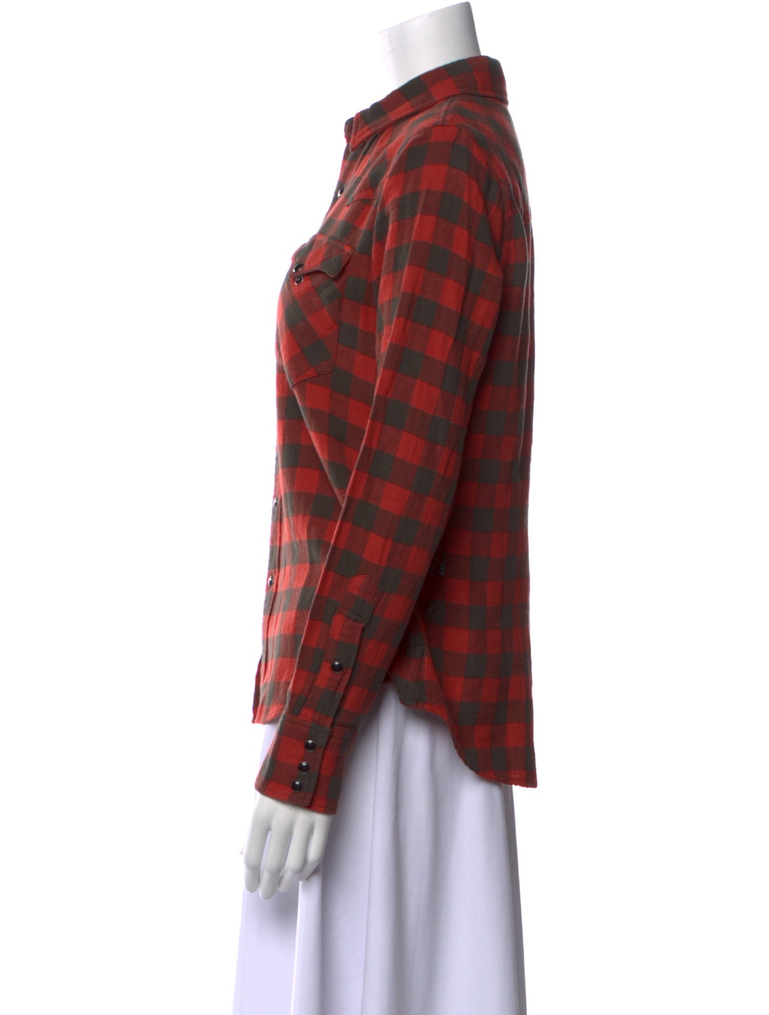 RRL & Co. Plaid Print Long Sleeve Button-Up Top