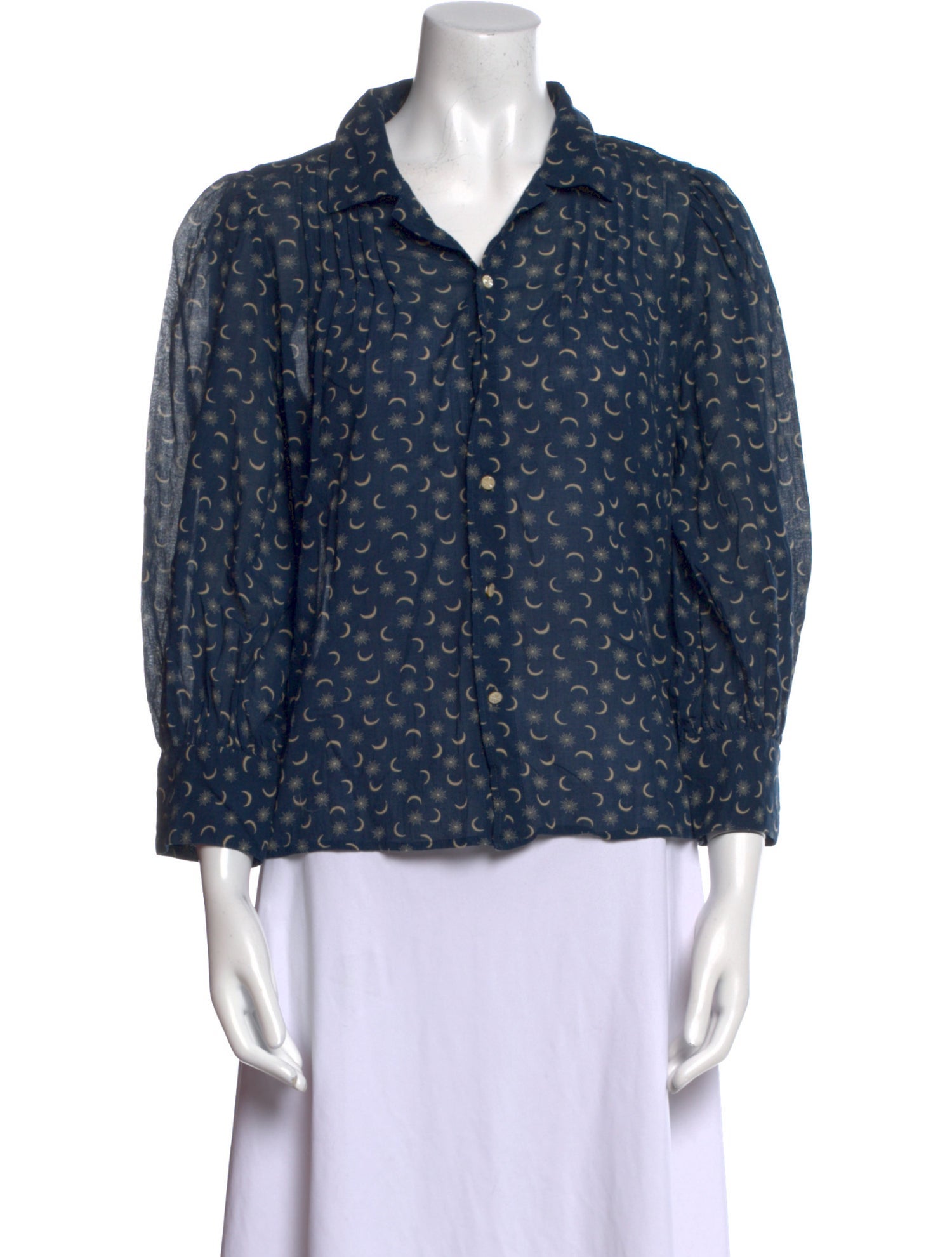 RRL & Co. Printed Three-Quarter Sleeve Blouse