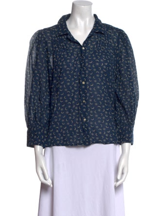 RRL & Co. Printed Three-Quarter Sleeve Blouse