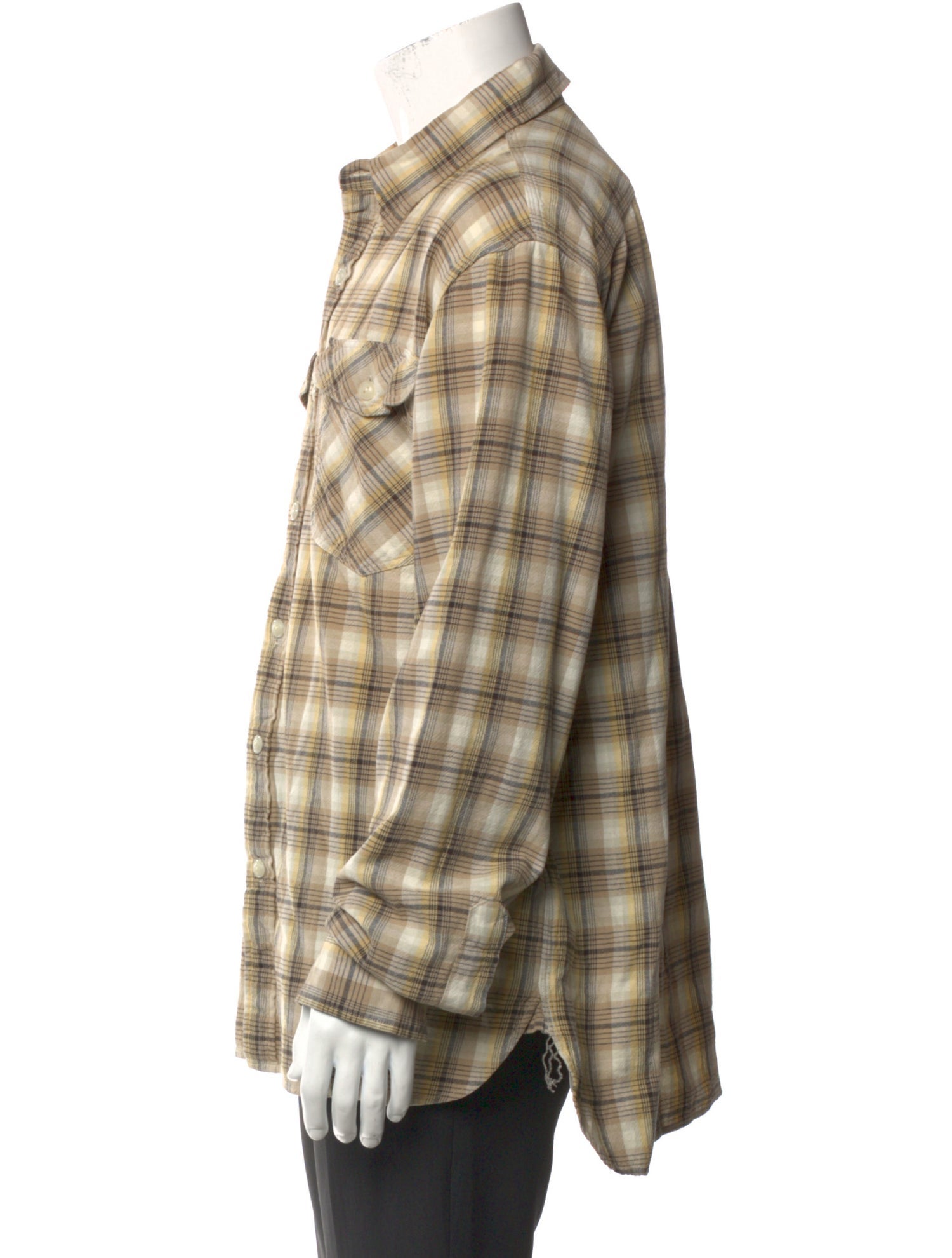 RRL & Co. Plaid Print Long Sleeve Western Shirt