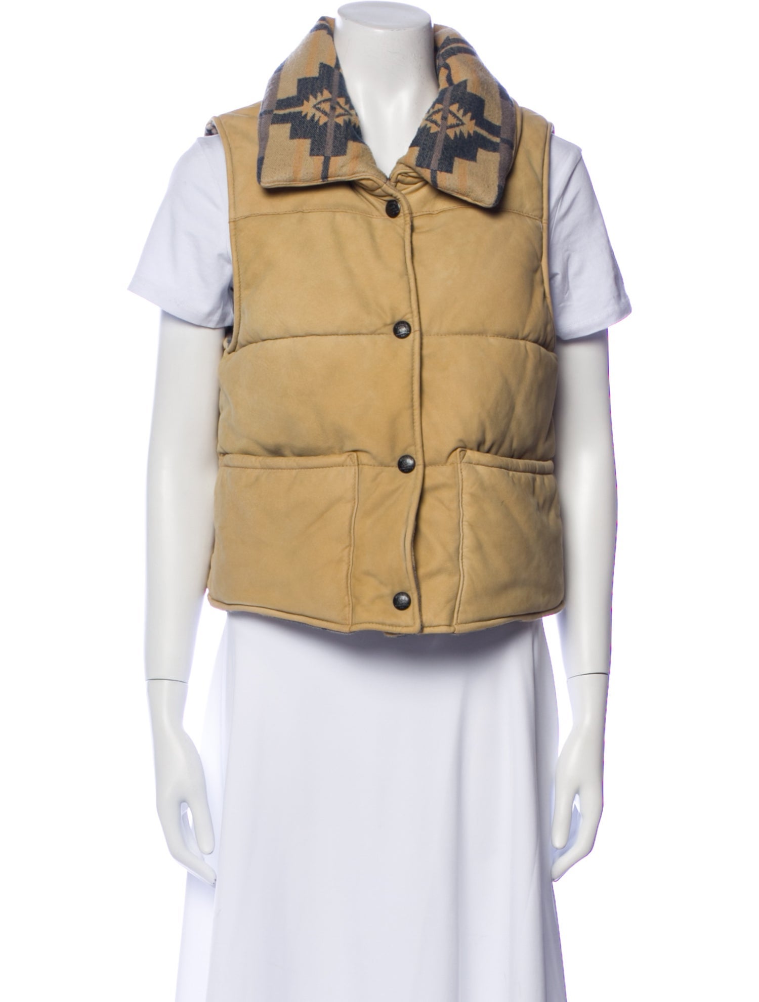 RRL & Co. Suede Colorblock Pattern Vest