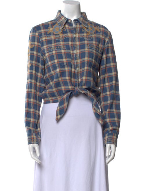 RRL & Co. Plaid Print Long Sleeve Crop Top
