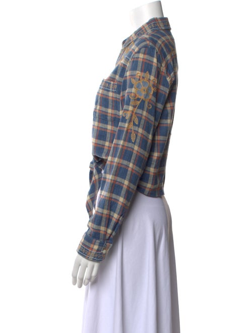 RRL & Co. Plaid Print Long Sleeve Crop Top