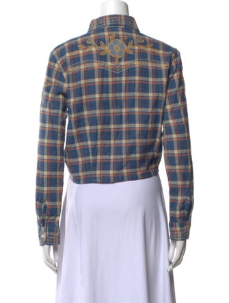 RRL & Co. Plaid Print Long Sleeve Crop Top