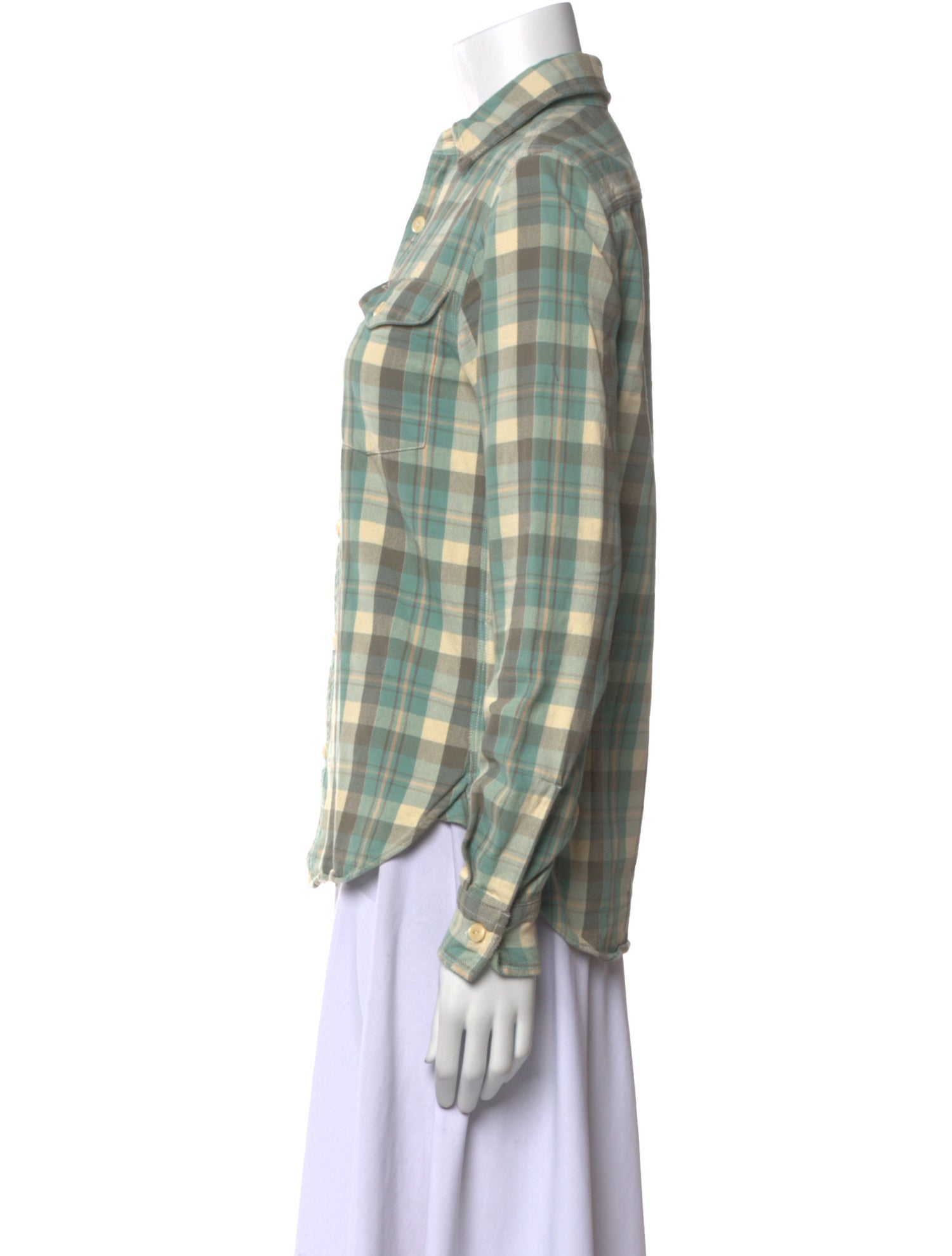 RRL & Co. Plaid Print Long Sleeve Button-Up Top