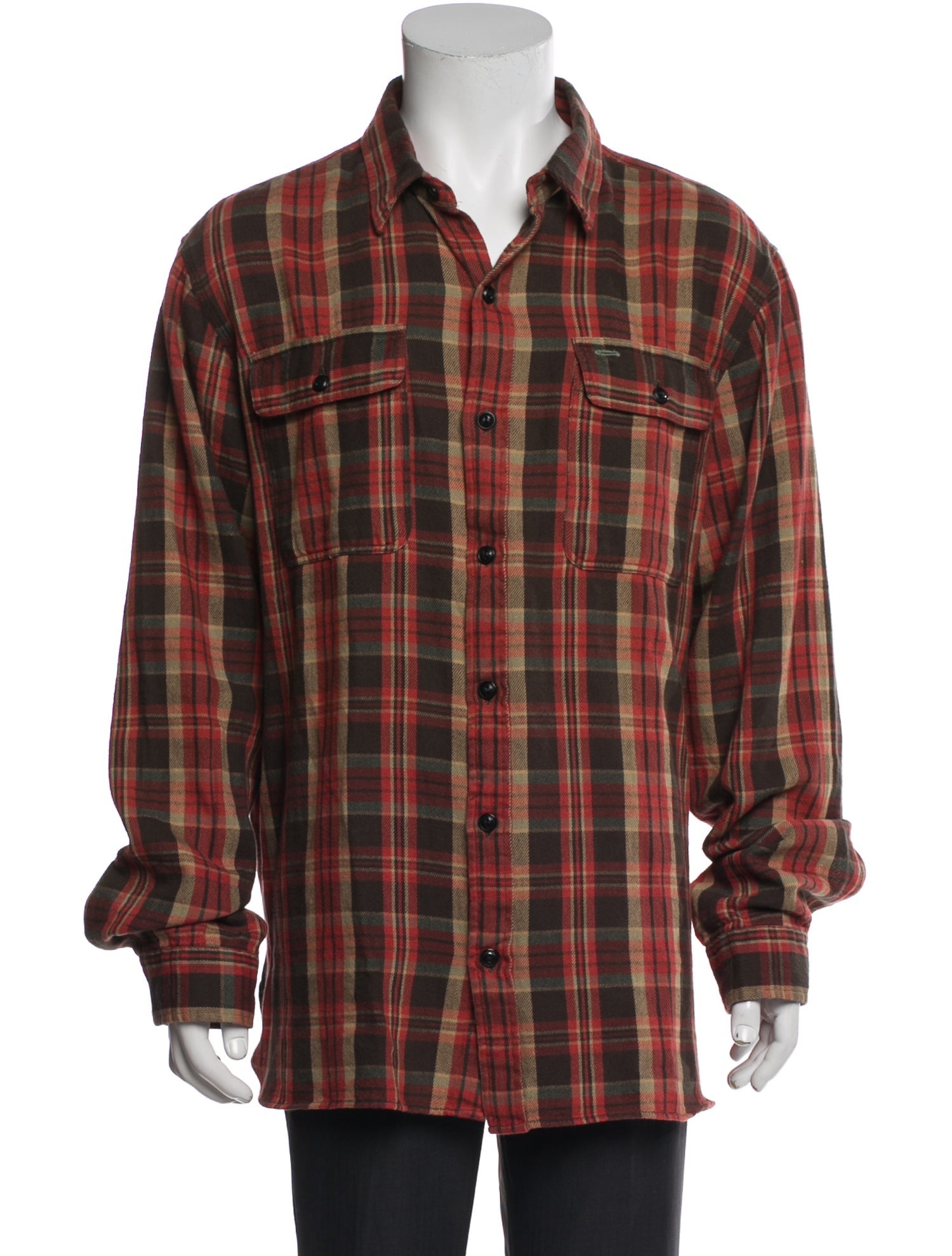 RRL & Co. Plaid Print Long Sleeve Western Shirt