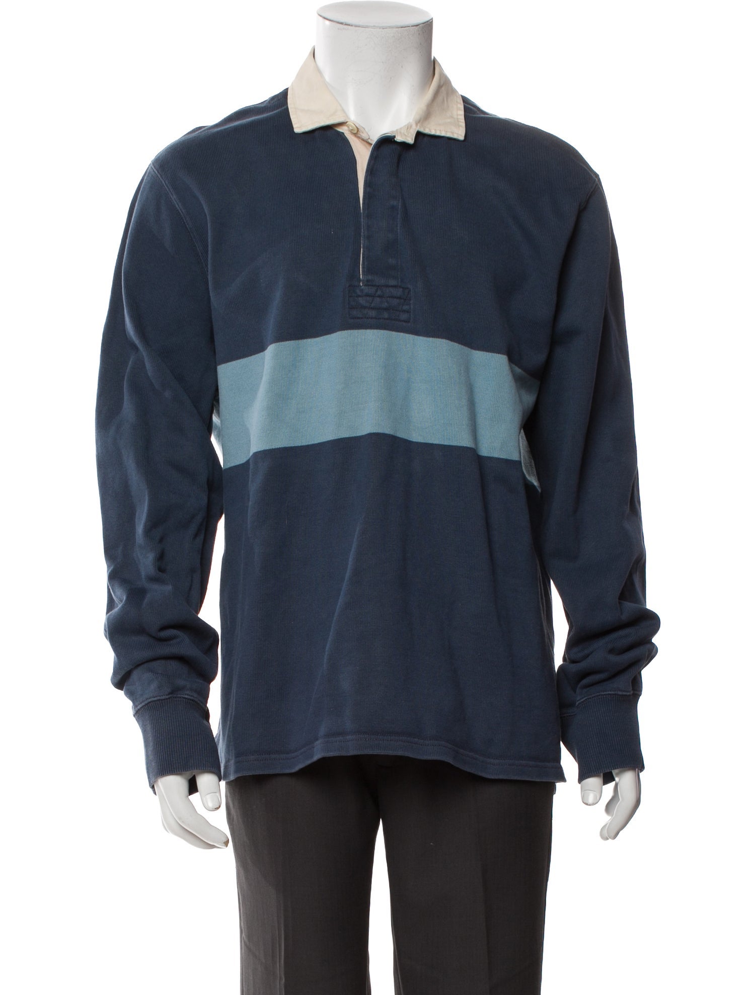 RRL & Co. Colorblock Pattern Collar Polo Shirt