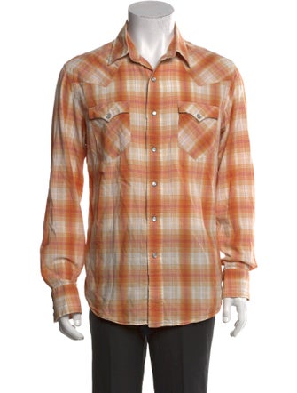 RRL & Co. Plaid Print Long Sleeve Western Shirt
