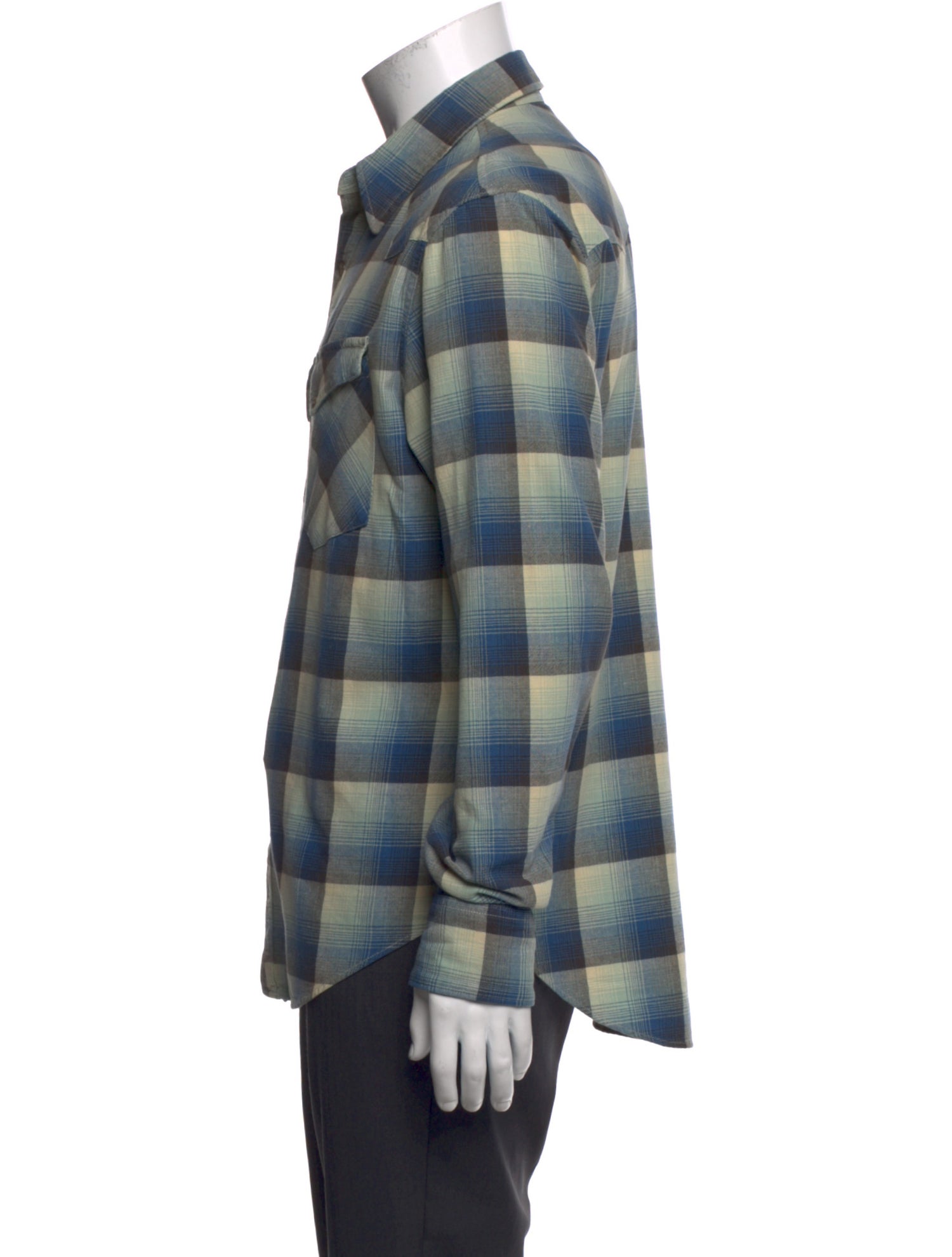 RRL & Co. Plaid Print Long Sleeve Western Shirt