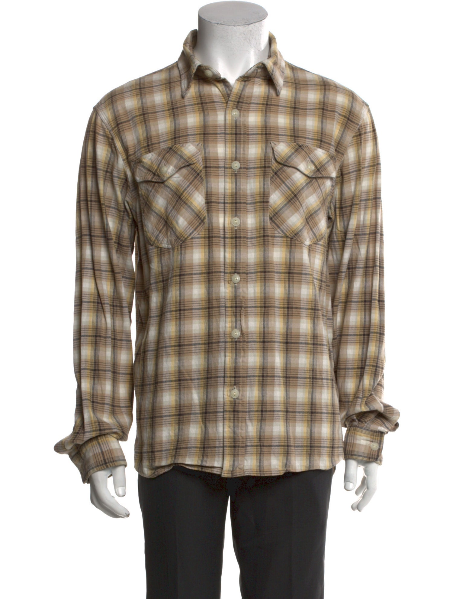 RRL & Co. Plaid Print Long Sleeve Western Shirt