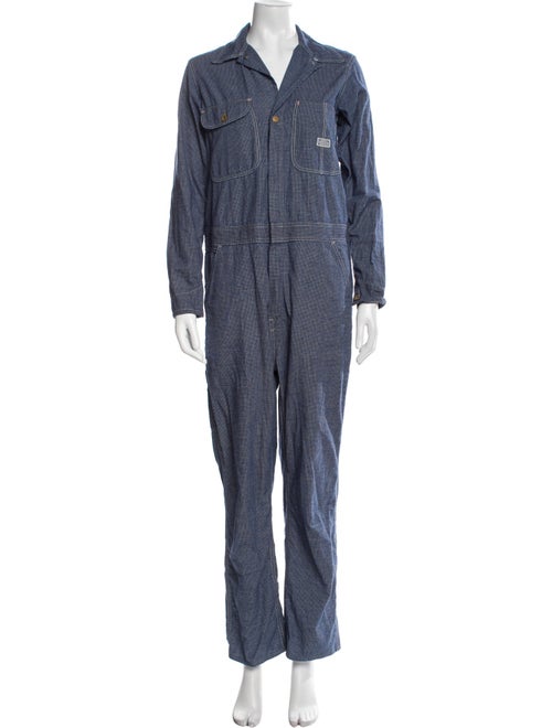 RRL & Co. Plaid Print V-Neck Jumpsuit