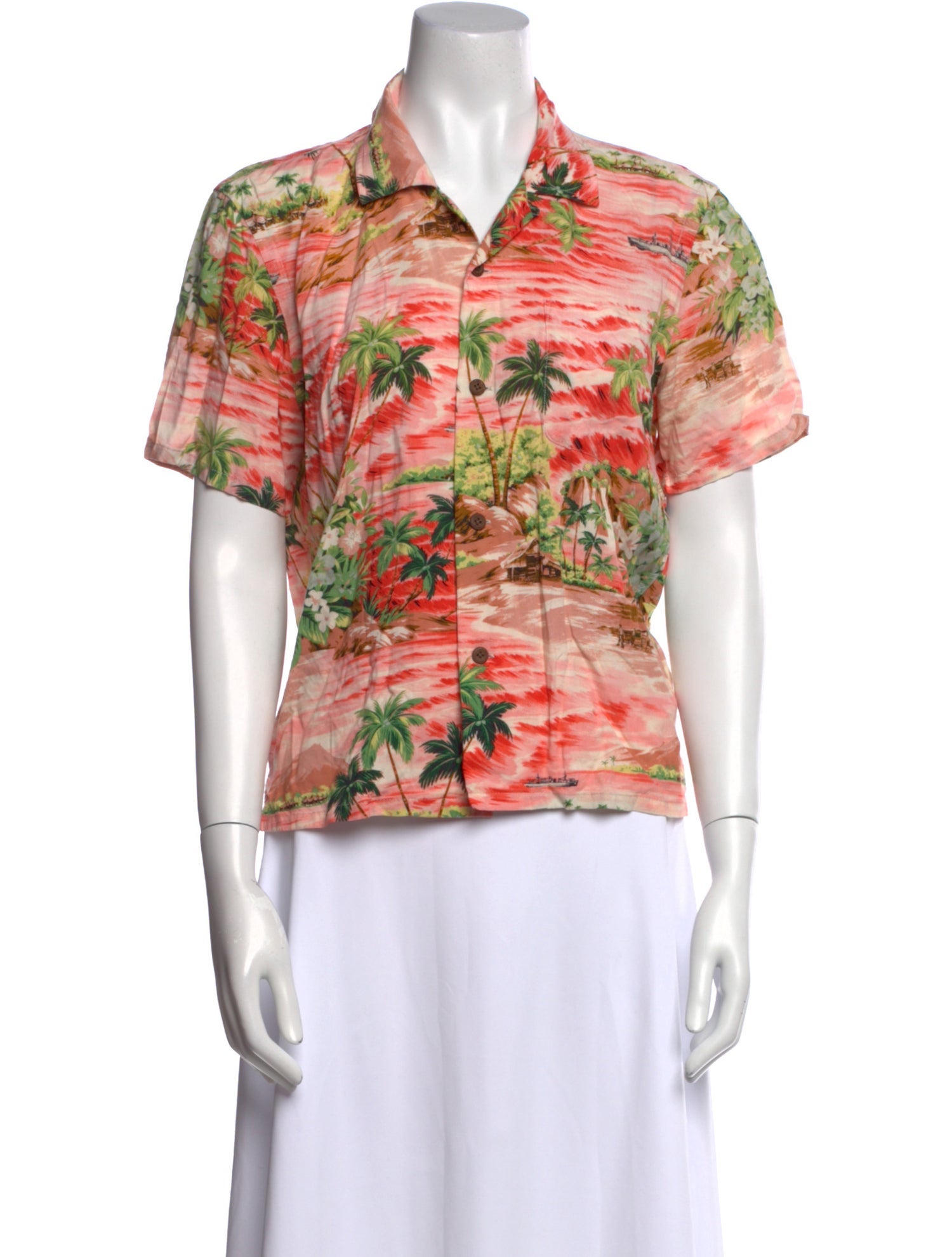 RRL & Co. Floral Print Short Sleeve Button-Up Top