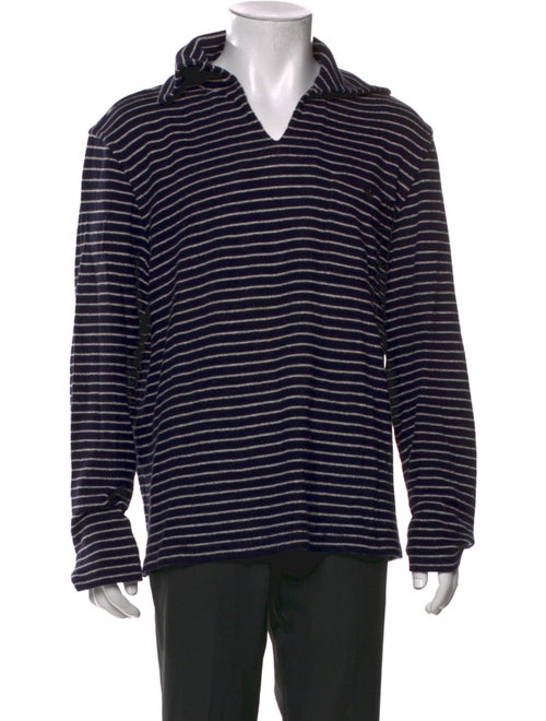 RRL & Co. Striped V-Neck Polo Sweater