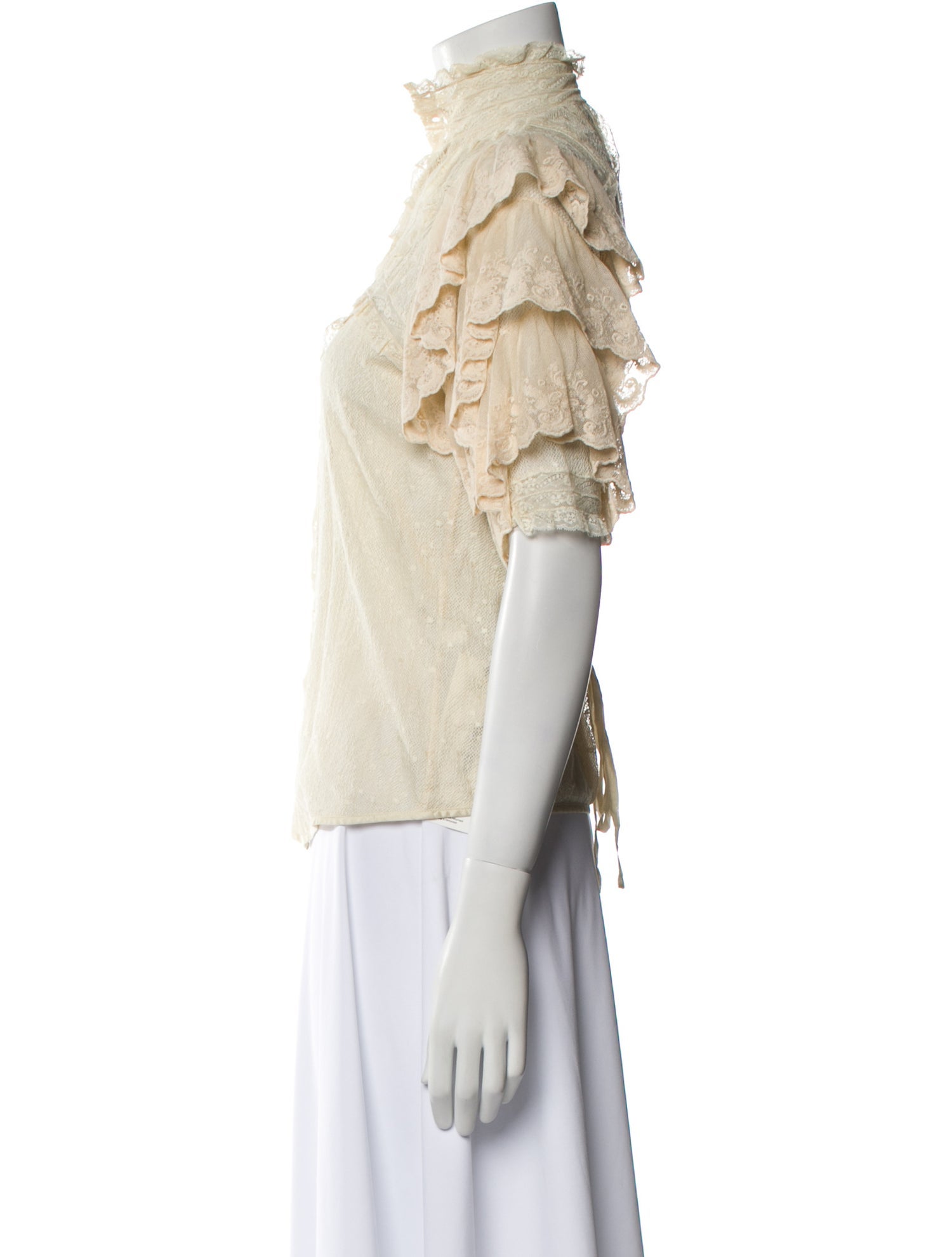 RRL & Co. Mock Neck Short Sleeve Blouse