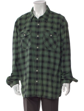 RRL & Co. Plaid Print Long Sleeve Western Shirt