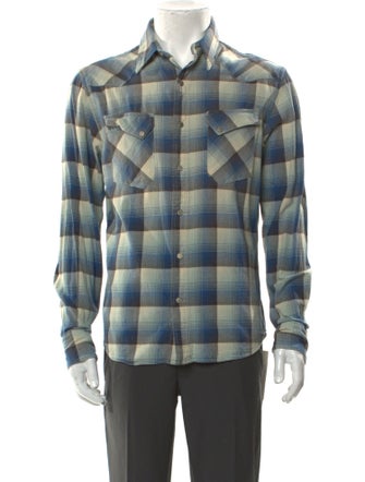 RRL & Co. Plaid Print Long Sleeve Western Shirt