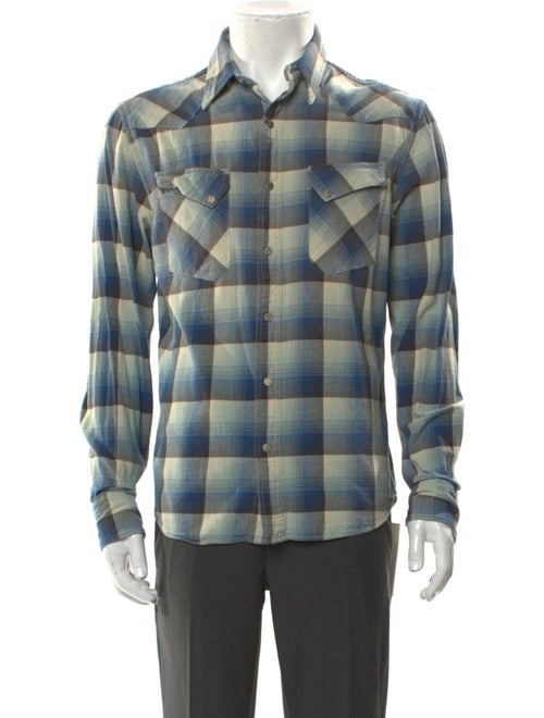 RRL & Co. Plaid Print Long Sleeve Western Shirt
