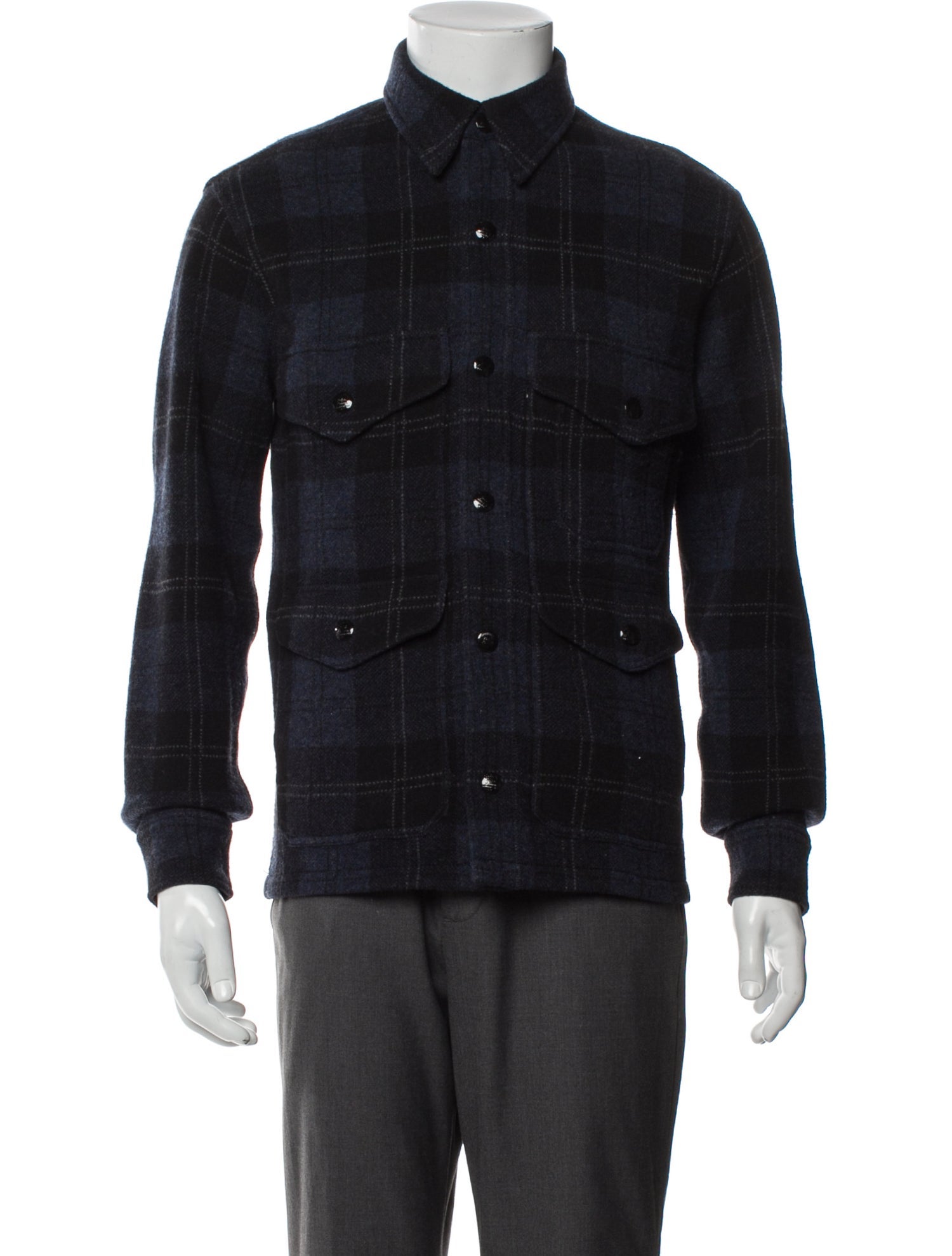 RRL & Co. Merino Wool Plaid Print Trucker Jacket