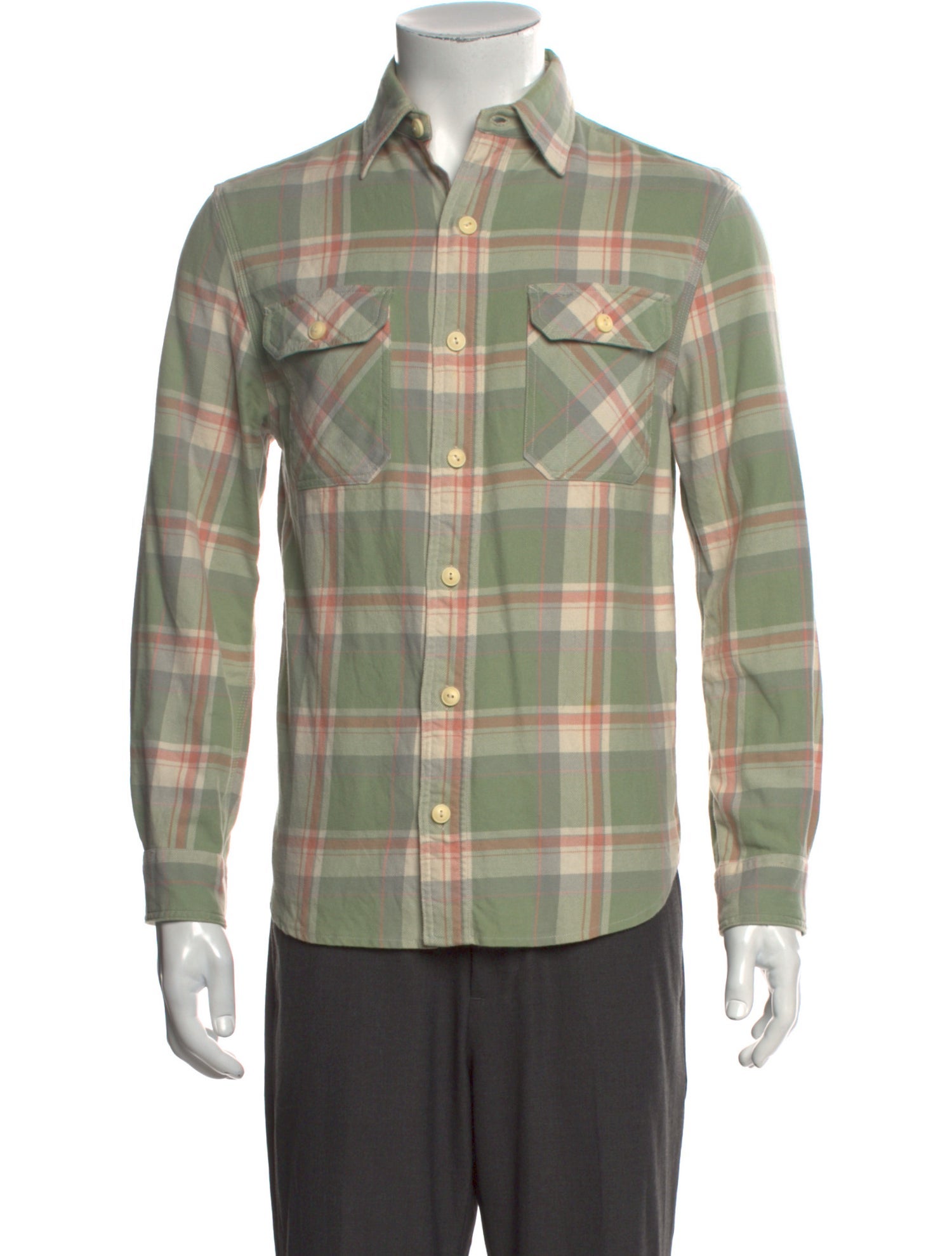 RRL & Co. Plaid Print Long Sleeve Western Shirt