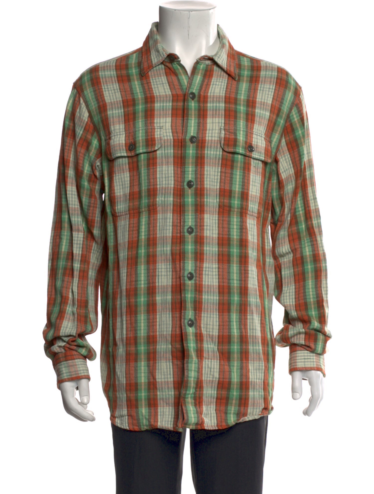 RRL & Co. Plaid Print Long Sleeve Western Shirt