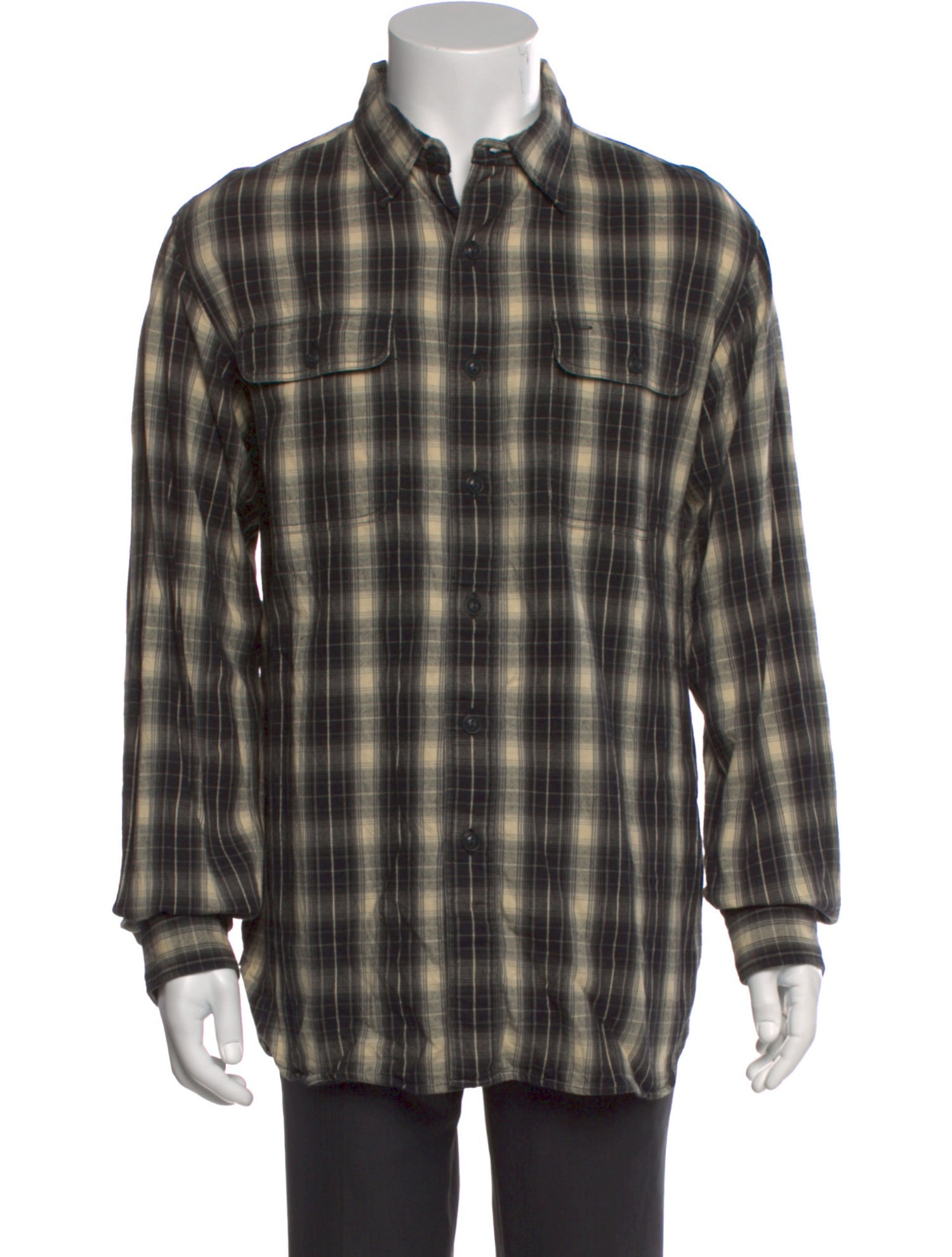 RRL & Co. Plaid Print Long Sleeve Western Shirt