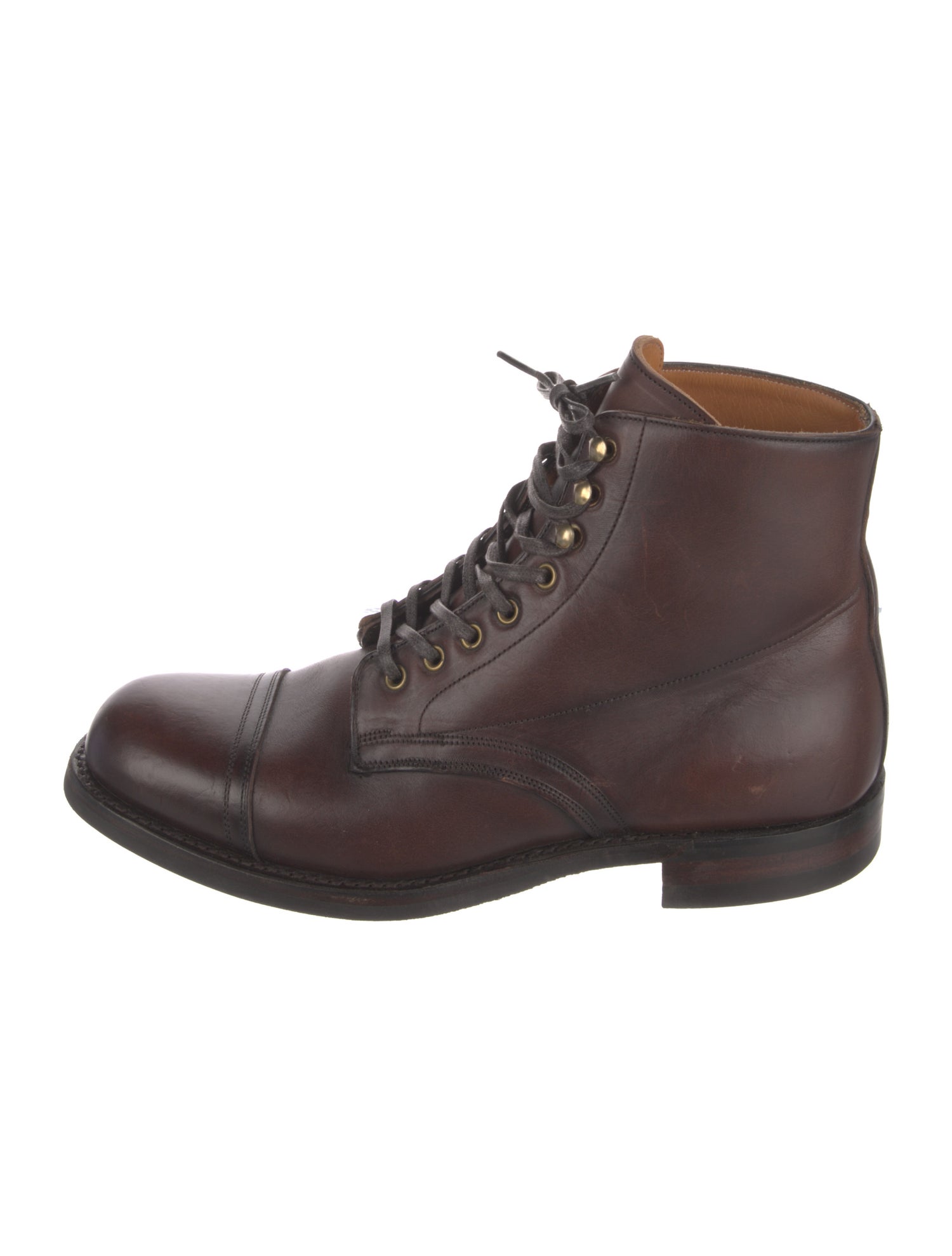 RRL & Co. Leather Printed Combat Boots